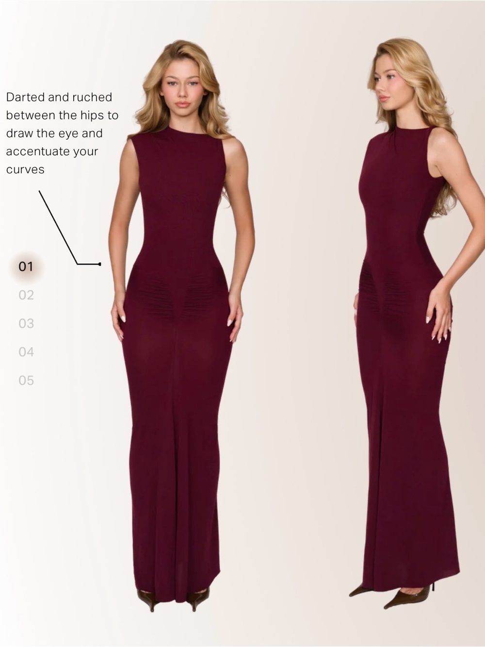 Couch Sleeveless Maxi Gown in Burgundy – Sculpting Silhouette